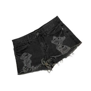 Express Jeans Womens Size 4 Distressed Destroyed Jean Booty Shorts Black